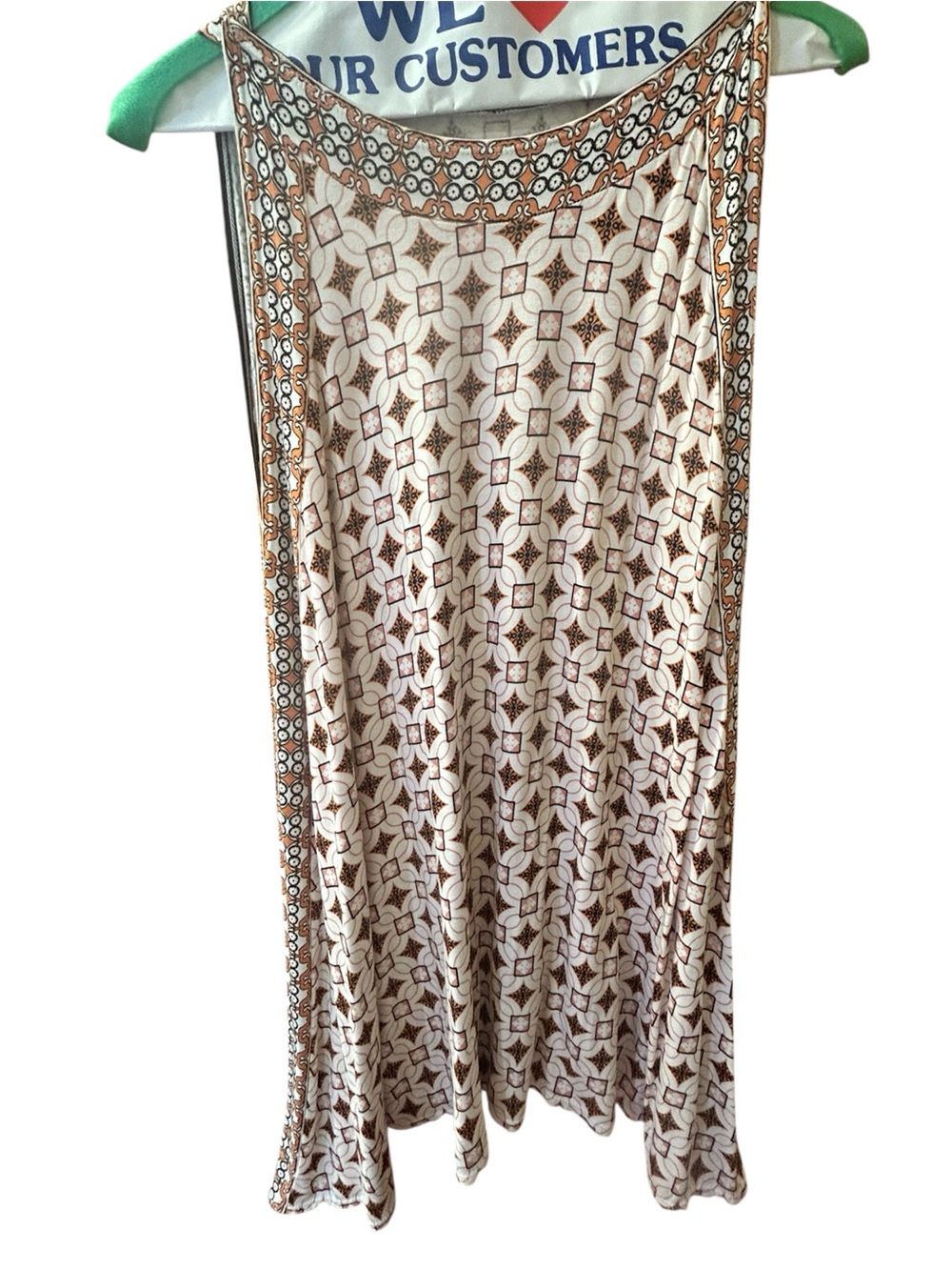 Max Studio Cream and Brown Printed Tunic
